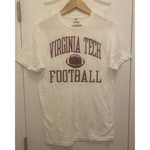 NWOT Virginia Tech VT Football T-Shirt Sz Small WHITE w Burgundy Fanatics